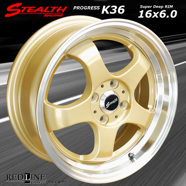 ステルスレーシング k36 16x6.0 4本セット □ STEALTH Racing K36 □ 軽四用新品ホイール4本セット
