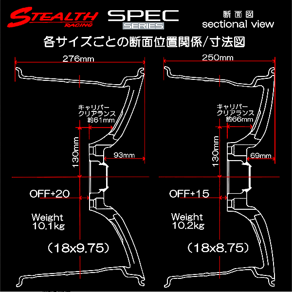 □ STEALTH Racing SPEC-01 □ 18X9.75J+20 PCD114.3 ホイール4本 ...